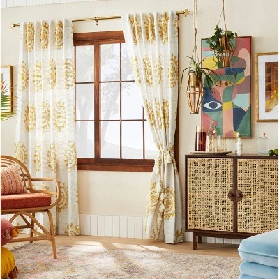 1pc 50"x84" Light Filtering Jacquard Curtain Panel Gold - Opalhouse™ Designed With Jungalow™ 1 1pc 50"x84" Light Filtering Jacquard Curtain Panel Gold - Opalhouse™ Designed With Jungalow™